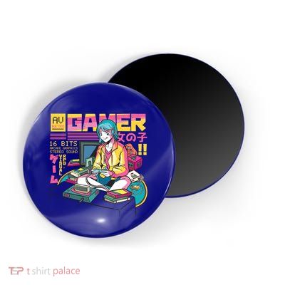 Retro Anime Gamer Girl Classic Magnet