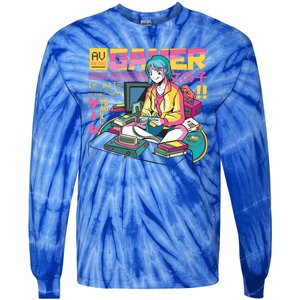 Retro Anime Gamer Girl Classic Tie-Dye Long Sleeve Shirt