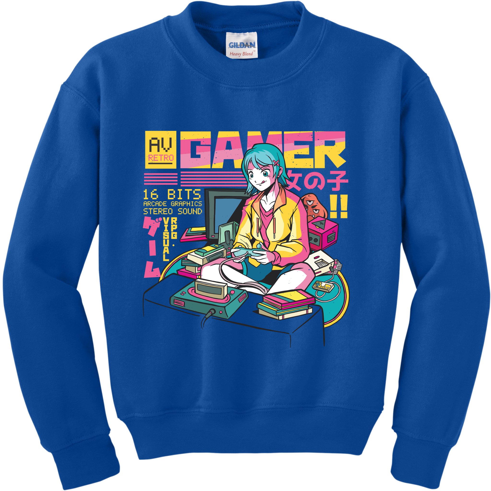 Retro Anime Gamer Girl Classic Kids Sweatshirt