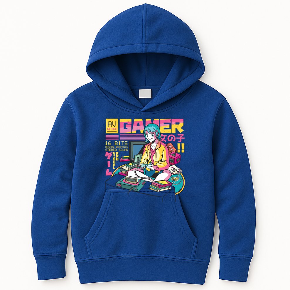 Retro Anime Gamer Girl Classic Kids Hoodie