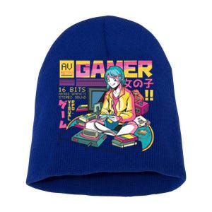 Retro Anime Gamer Girl Classic Short Acrylic Beanie