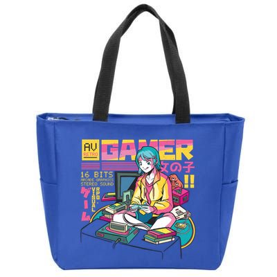 Retro Anime Gamer Girl Classic Zip Tote Bag