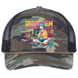 Retro Anime Gamer Girl Classic Retro Rope Trucker Hat Cap