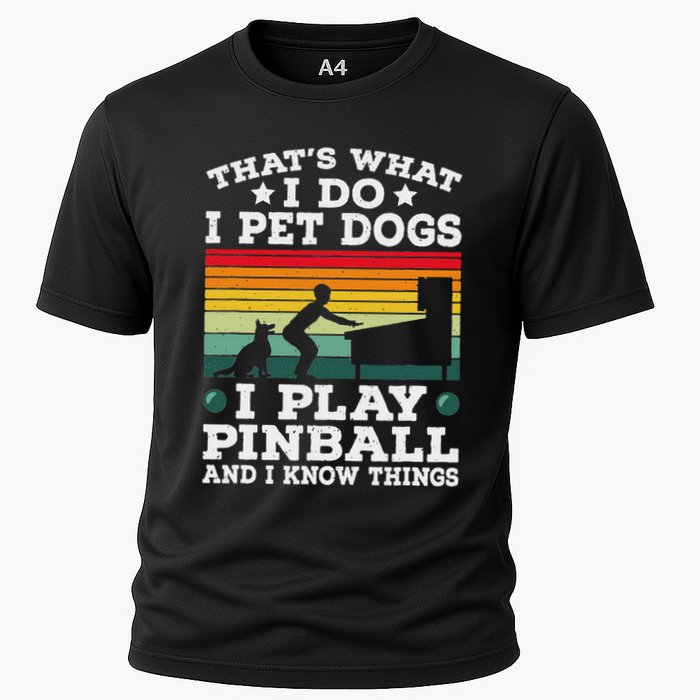 Retro Arcade Game Machine Gamer Pet Dogs Play Pinball Cooling Performance Crew T-Shirt