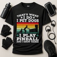 Retro Arcade Game Machine Gamer Pet Dogs Play Pinball Cooling Performance Crew T-Shirt