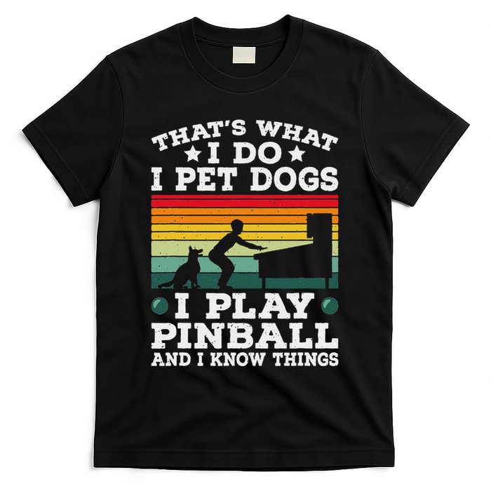 Retro Arcade Game Machine Gamer Pet Dogs Play Pinball T-Shirt