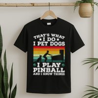 Retro Arcade Game Machine Gamer Pet Dogs Play Pinball T-Shirt