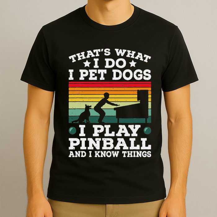 Retro Arcade Game Machine Gamer Pet Dogs Play Pinball T-Shirt
