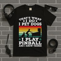 Retro Arcade Game Machine Gamer Pet Dogs Play Pinball T-Shirt