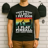 Retro Arcade Game Machine Gamer Pet Dogs Play Pinball T-Shirt