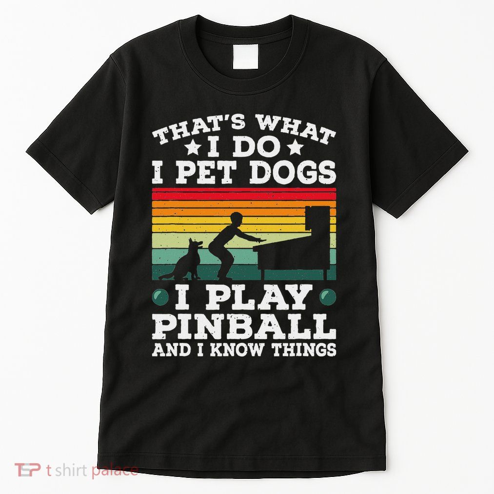 Retro Arcade Game Machine Gamer Pet Dogs Play Pinball Tall T-Shirt