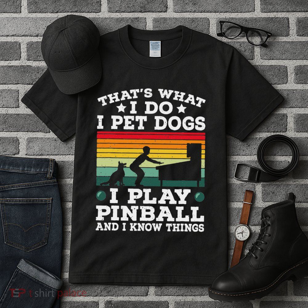 Retro Arcade Game Machine Gamer Pet Dogs Play Pinball Tall T-Shirt