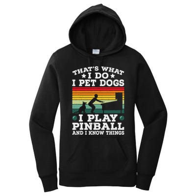 Retro Arcade Game Machine Gamer Pet Dogs Play Pinball Women's Pullover Hoodie