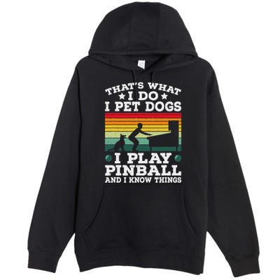 Retro Arcade Game Machine Gamer Pet Dogs Play Pinball Premium Pullover Hoodie