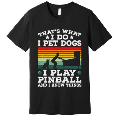Retro Arcade Game Machine Gamer Pet Dogs Play Pinball Premium T-Shirt