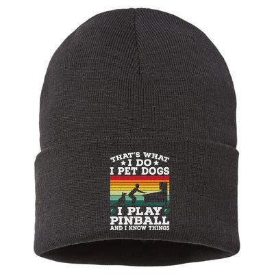 Retro Arcade Game Machine Gamer Pet Dogs Play Pinball Sustainable Knit Beanie