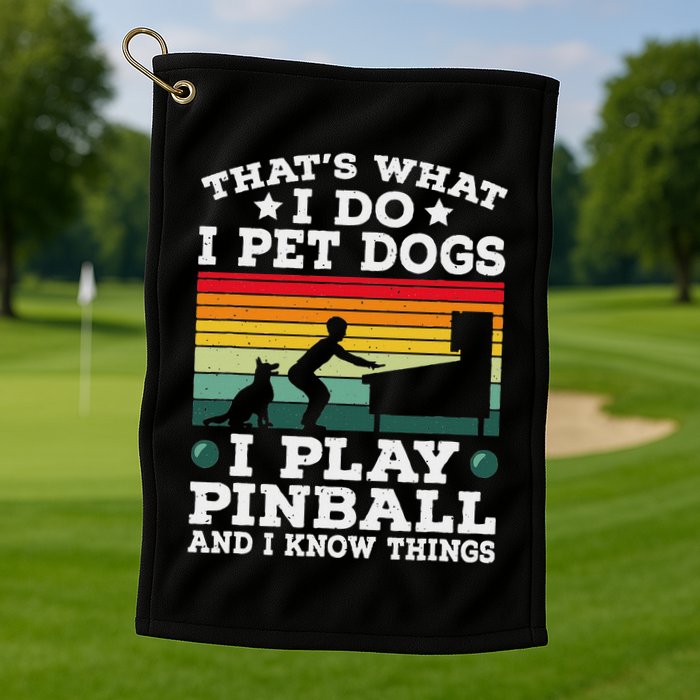 Retro Arcade Game Machine Gamer Pet Dogs Play Pinball Golf Towel