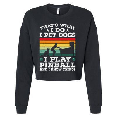 Retro Arcade Game Machine Gamer Pet Dogs Play Pinball Cropped Pullover Crew