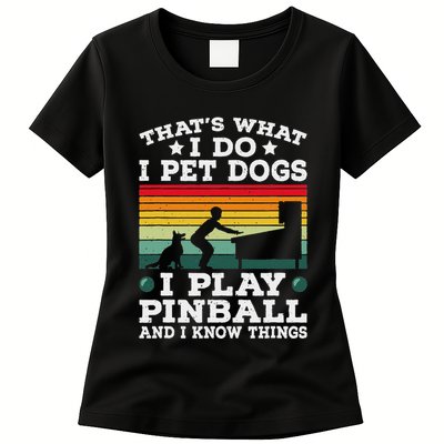 Retro Arcade Game Machine Gamer Pet Dogs Play Pinball Womens T-Shirt