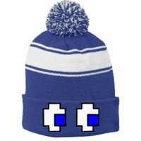 Retro Arcade Game Ghost Eyes Halloween Group Costume Stripe Pom Pom Beanie