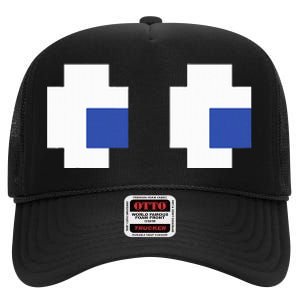 Retro Arcade Game Ghost Eyes Halloween Group Costume High Crown Mesh Back Trucker Hat