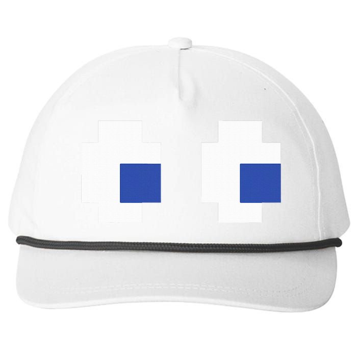 Retro Arcade Game Ghost Eyes Halloween Group Costume Snapback Five-Panel Rope Hat