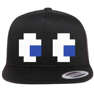 Retro Arcade Game Ghost Eyes Halloween Group Costume Flatbill Hat