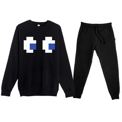 Retro Arcade Game Ghost Eyes Halloween Group Costume Premium Crewneck Sweatsuit Set