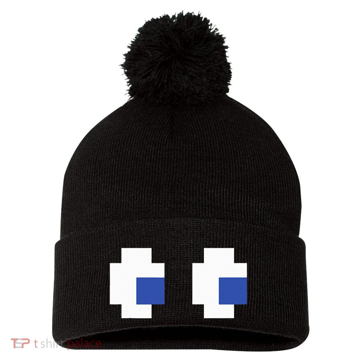 Retro Arcade Game Ghost Eyes Halloween Group Costume Pom Pom 12in Knit Beanie