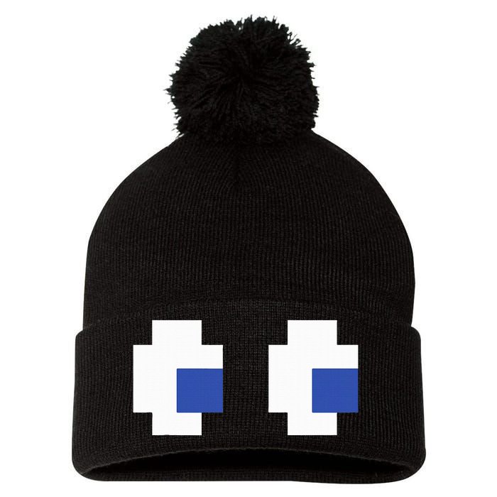 Retro Arcade Game Ghost Eyes Halloween Group Costume Pom Pom 12in Knit Beanie