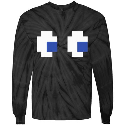 Retro Arcade Game Ghost Eyes Halloween Group Costume Tie-Dye Long Sleeve Shirt