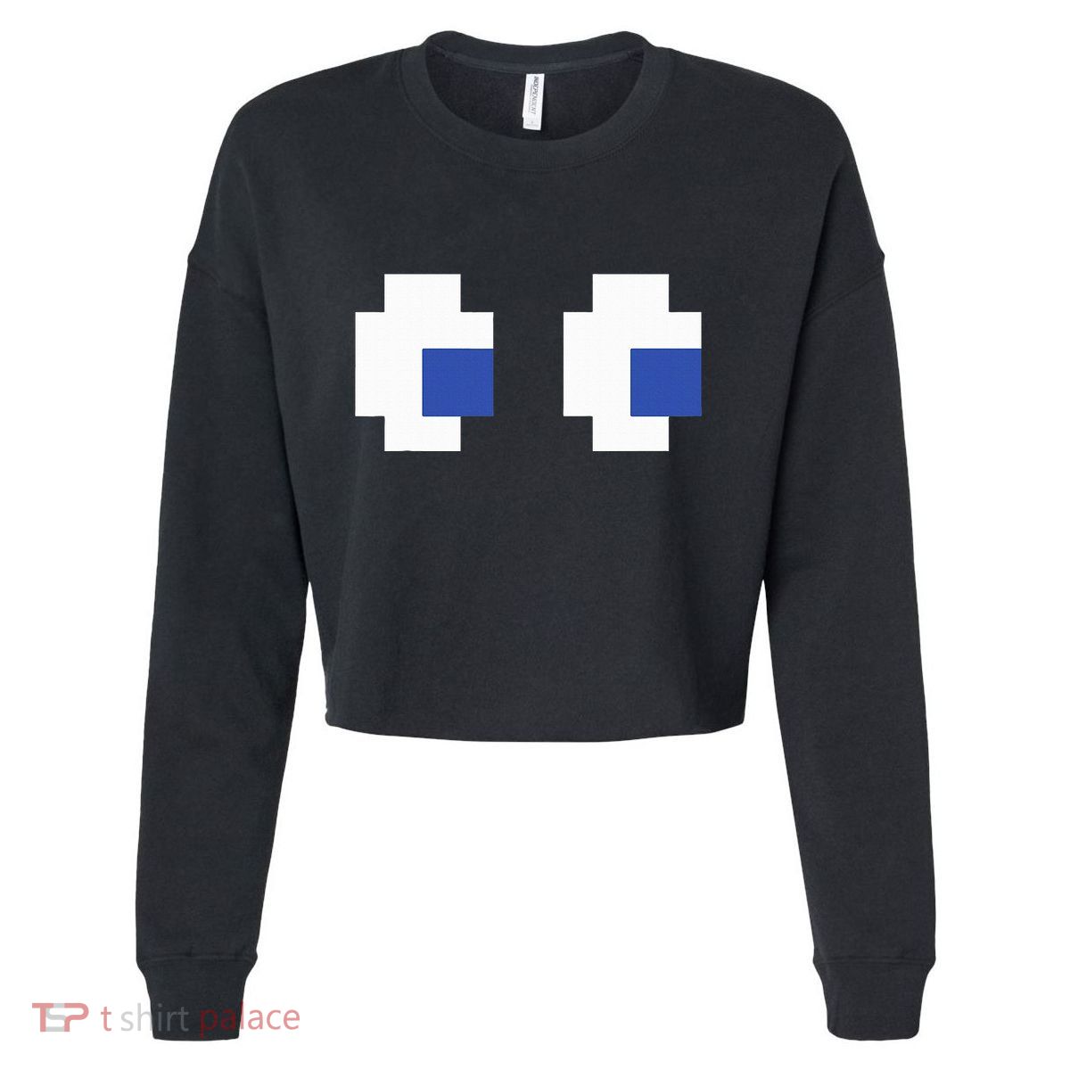 Retro Arcade Game Ghost Eyes Halloween Group Costume Cropped Pullover Crew