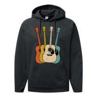 Retro Acoustic Guitar Vintage Guitarist Cool Music Graphic Performance Fleece Hoodie