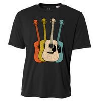 Retro Acoustic Guitar Vintage Guitarist Cool Music Graphic Cooling Performance Crew T-Shirt