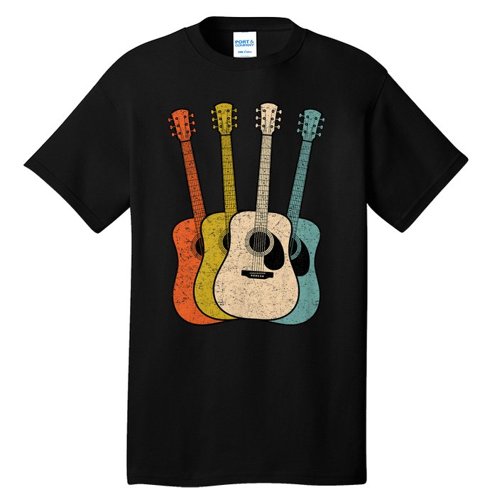 Retro Acoustic Guitar Vintage Guitarist Cool Music Graphic Tall T-Shirt