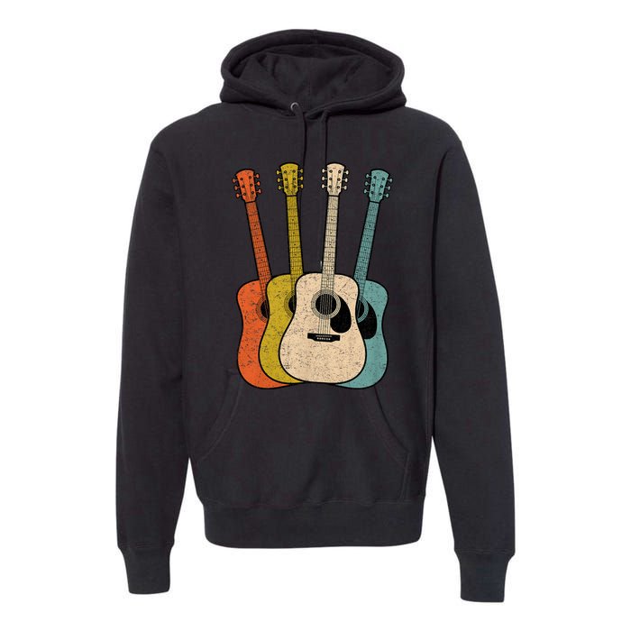 Retro Acoustic Guitar Vintage Guitarist Cool Music Graphic Premium Hoodie