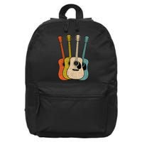 Retro Acoustic Guitar Vintage Guitarist Cool Music Graphic 16 in Basic Backpack