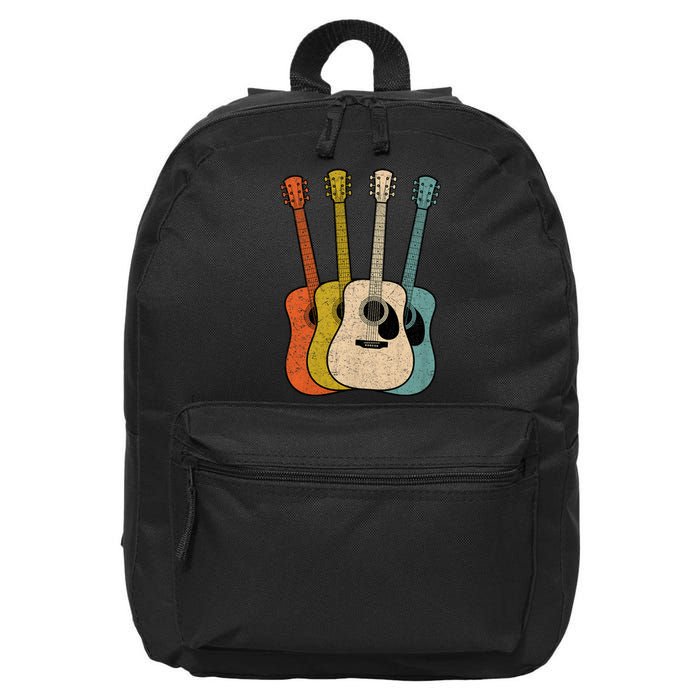 Retro Acoustic Guitar Vintage Guitarist Cool Music Graphic 16 in Basic Backpack