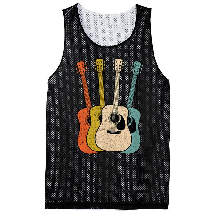 Retro Acoustic Guitar Vintage Guitarist Cool Music Graphic Mesh Reversible Basketball Jersey Tank