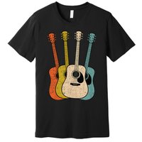 Retro Acoustic Guitar Vintage Guitarist Cool Music Graphic Premium T-Shirt