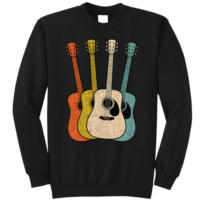 Retro Acoustic Guitar Vintage Guitarist Cool Music Graphic Tall Sweatshirt