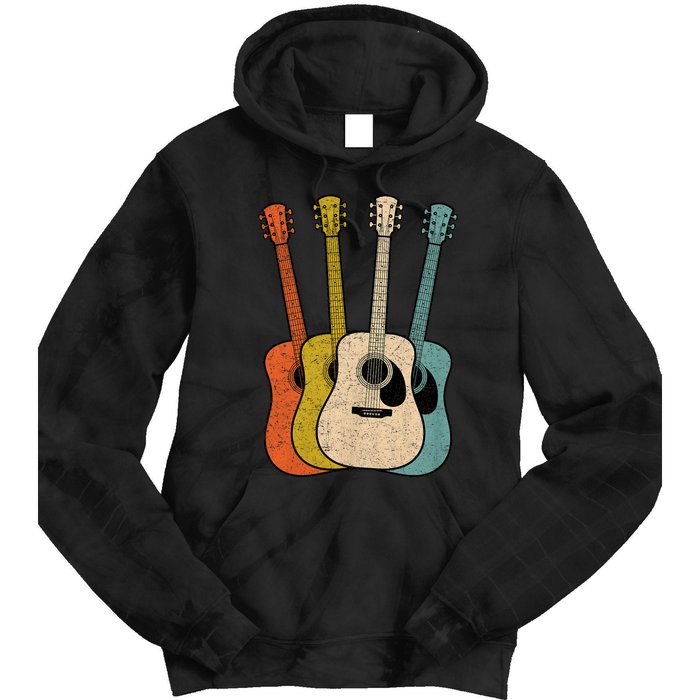 Retro Acoustic Guitar Vintage Guitarist Cool Music Graphic Tie Dye Hoodie