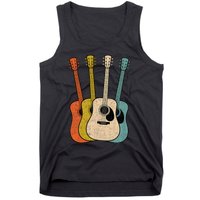 Retro Acoustic Guitar Vintage Guitarist Cool Music Graphic Tank Top