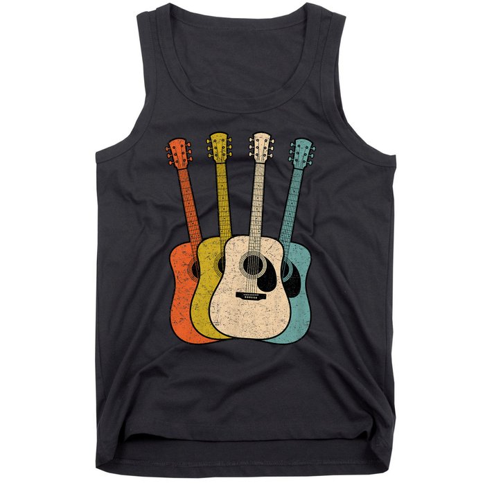 Retro Acoustic Guitar Vintage Guitarist Cool Music Graphic Tank Top