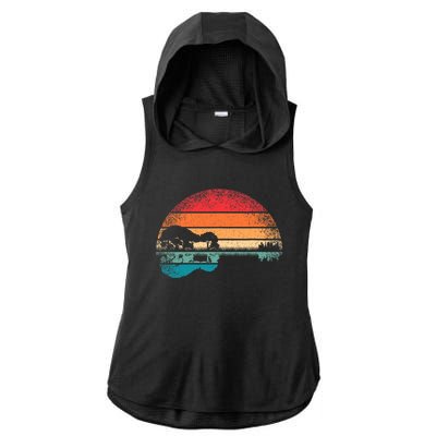 Retro Acoustic Guitar Lake Sunset Guitarist Music Lover Rock Ladies PosiCharge Tri-Blend Wicking Draft Hoodie Tank