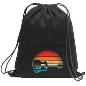 Retro Acoustic Guitar Lake Sunset Guitarist Music Lover Rock Sweatshirt Cinch Pack Bag