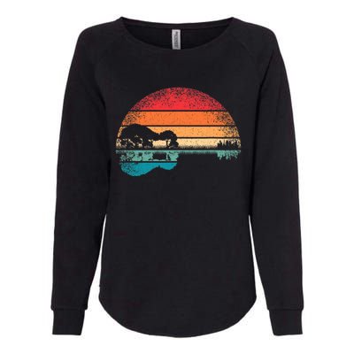 Retro Acoustic Guitar Lake Sunset Guitarist Music Lover Rock Womens California Wash Sweatshirt