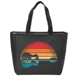 Retro Acoustic Guitar Lake Sunset Guitarist Music Lover Rock Zip Tote Bag