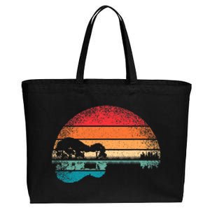 Retro Acoustic Guitar Lake Sunset Guitarist Music Lover Rock Cotton Canvas Jumbo Tote