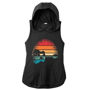 Retro Acoustic Guitar Lake Sunset Guitarist Music Lover Ladies PosiCharge Tri-Blend Wicking Draft Hoodie Tank